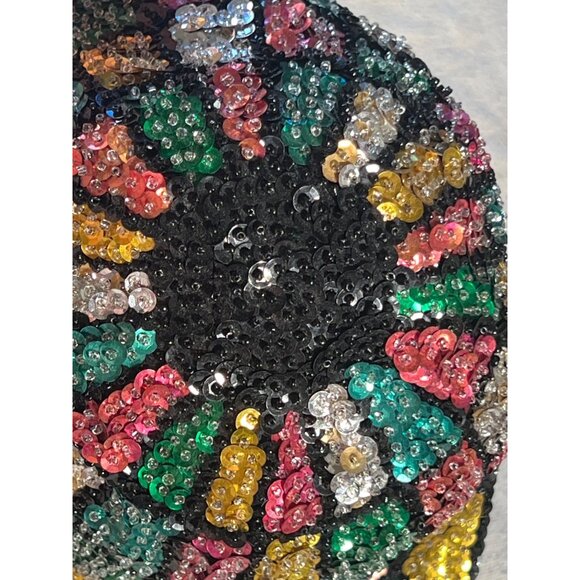 Vintage Sequin Mosaic Patterned Cap With Black Base For Adults - Picture 8 of 12